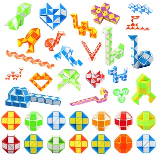 JOPHEK Magic Snake, Mini Magical Snake Dice Kindergeburtstag Party Favours Geburtstagsgeschenke für Kinder (36P 24Blocks)