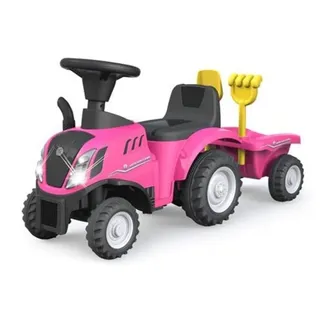 Jamara Rutscher New Holland T7, Traktor Pink mit Sound Licht Rutschauto Rutschfahrzeug Kinderauto rosa