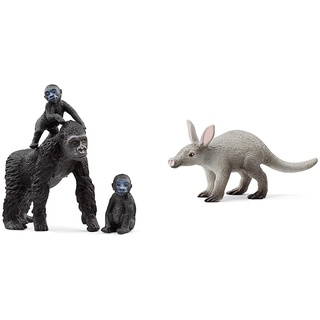 SCHLEICH 42601 Flachland Gorilla Familie, für Kinder ab 3+ Jahren, WILD Life - Spielfigur & 14863 Erdferkel, für Kinder ab 3+ Jahren, WILD Life - Spielfigur