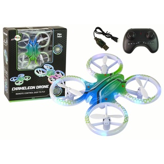 LEAN Toys Spielzeug-Hubschrauber Ferngesteuert RC Drohne Bunt Licht Leuchte Akku Spielzeug Flugzeug grün