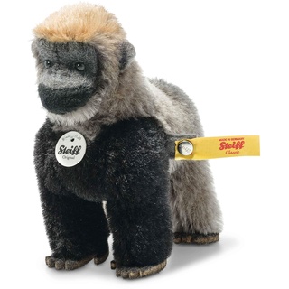 Steiff 033582 Kuscheltier Gorilla Boogie grau schwarz 11 cm National Geographic inkl. Box Plüschtier Stofftier Baby Kinder Spielzeug Mohair