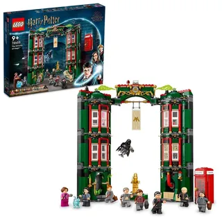 LEGO 76403 Harry Potter Zaubereiministerium, Modulares Set zum Bauen mit Umwandlungsmechanismus und 9 Minifiguren inkl. Harry, Ron und Hermine als Erwachsene und Dementor, Geschenk für Sammler