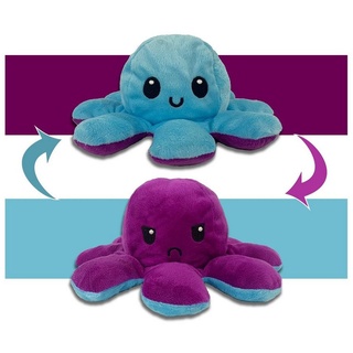 Montegoni Plüschfigur XL Oktopus plüsch zum Wenden, 20x10cm Tintenfisch stimmungs (kuscheltier Octopus kuscheltier) lila
