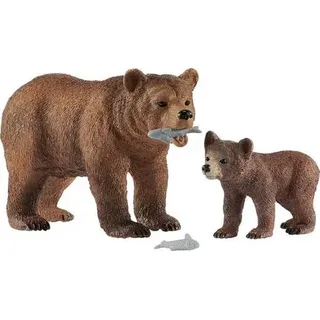 Schleich 42473 - Wild Life, Grizzlybär-Mutter mit Jungem