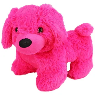 BEMIRO Tierkuscheltier Bunter Plüsch Hund stehend farbig sortiert - ca. 23 cm rosa