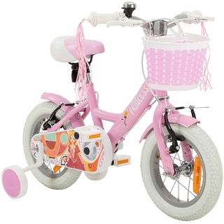 Actionbikes Kinderfahrrad Princess, 12 Zoll, rosa, V-Brake-Bremsen, Prinzessinnen-Design, Stützräder