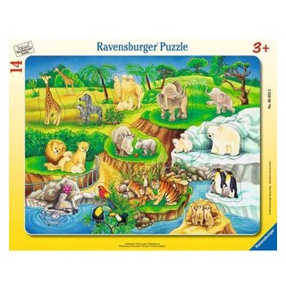Ravensburger Puzzle 06052, Zoobesuch, Rahmenpuzzle, ab 3 Jahre, 14 Teile
