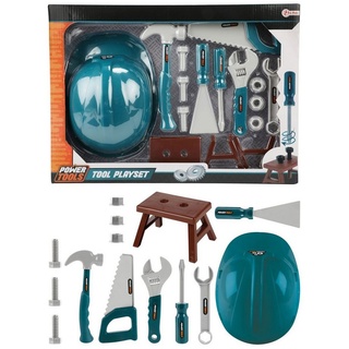 Toi-Toys Kinder-Werkzeug-Set Power Tools - Werkzeugset mit Bauhelm (14-teilig)