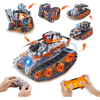 VEVOR STEM-Bauspielzeug für Kinder, 5-in-1, 554 Teile, ferngesteuerte Autobausätze, ferngesteuertes und per App gesteuertes Auto/Roboter/Panzer/Z...