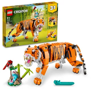 LEGO Creator 3in1 Majestic Tiger 31129 Building Kit; Animal Toys for Kids, Featuring a Tiger, Panda and Koi Fish; Creative Gifts for Kids Aged 9+ Who Love Imaginative Play (755 Pieces)