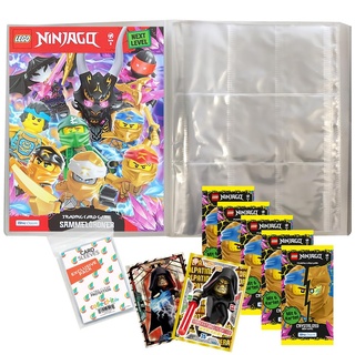 Bundle mit Lego Ninjago Serie 8 Next Level Trading Cards - 1 Leere Sammelmappe + 5 Booster + 2 Limitierte Star Wars Karten + Exklusive Collect-it Hüllen