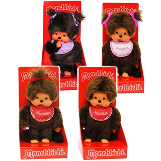 Monchhichi - Jungen - Lätzchen - ROT - 20 cm - ausziehbare Kleider - Plüschtier/Kuscheltier - Monchichi - Sportlich - groß - Affe - Babys - Kinderplüsch..