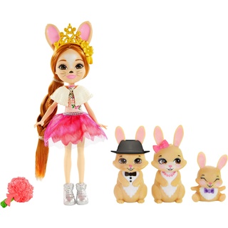 Enchantimals GYJ08 - Familien-Spielzeugset mit Hasenmädchen Brystal Bunny (15,2 cm), aus der Royals Kollektion, 3 Hasenfiguren und 4 Zubehörteilen, tolles Geschenk für Kinder von 3 bis 8 Jahren