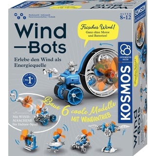 KOSMOS 621056 Wind Bots, Experimentieren mit erneuerbaren Energien für Kinder ab 8 Jahren, Bausatz für 6 Verschiedene Roboter-Modelle, Antrieb durch Windkraft, inklusive Windmaschine