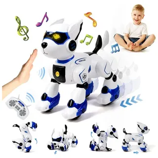 Powerwill RC-Roboter RC-Roboter Hund Kinder Puzzle Spielzeug Festival Geschenk (Programmierbar, sprachgesteuert, wiederaufladbar) blau