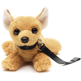 Uni-Toys Kuscheltier Chihuahua Plushie (m. Leine) - 20 cm (Länge) - Plüsch-Hund, Plüschtier, zu 100 % recyceltes Füllmaterial