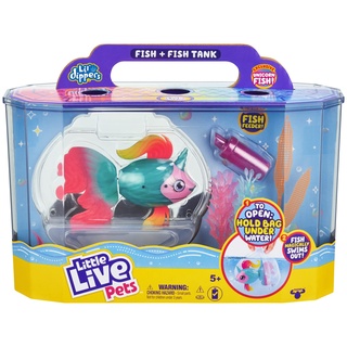 Little Live Pets Lil' Dippers Spielset mit Aquarium und exklusivem, interaktivem Lil' Dipper Fisch Fantasea, Futterflasche und weiterem Zubehör - mit Wow-Effekt beim Auspacken
