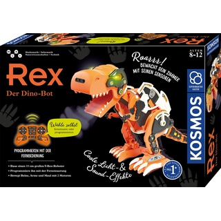 KOSMOS 621155 Rex - Der Dino Bot, Tyrannosaurus Rex, Roboter, Bausatz, Programmieren Lernen für Kinder, Spielzeug für Kinder, Infrarot, Experimentierkasten ab 8-12 Jahre