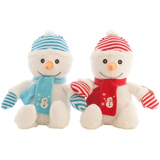 Sweety-Toys Schneemann Doppelpack 2 Stück Weihnachten Teddy Teddybär Plüschbär Christmas Snowman super -süß, Kuscheltier,Schneemänner mit Bommelmütze mit Schal und Handschuhe