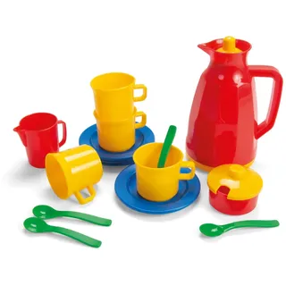 dantoy Spielgeschirr Spielzeug Kaffee-Set Kaffeeset Tee-Service Kaffeeservice, (Spielzeug-Geschirr, 17-tlg., Tassen Untertassen Teelöffel Zuckertopf Tee-/Kaffeeekanne Milchtopf), Spülmaschinenfest