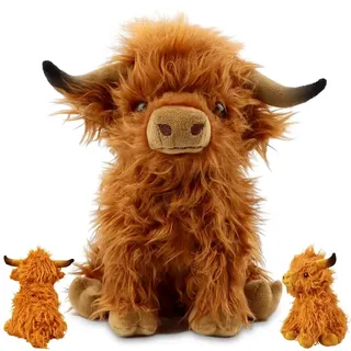 Hochlandkuh Plüsch, 25cm Highland Cow Soft Toy Plush Toy Highland Cow PlushieHochlandkuh Kuscheltiere Realistic Soft Cuddly Farm Toy Realistische Schottische Hochlandrinder Geschenke für Kinder