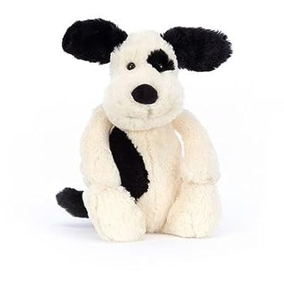 Peluche Bashful Black & Cream Puppy Medium - L: 9 cm x l : 12 cm x H: 31 cm