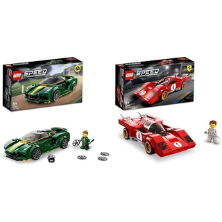 LEGO 76907 Speed Champions Lotus Evija Bausatz für Modellauto & 76906 Speed Champions 1970 Ferrari 512 M Bausatz für Modellauto, Spielzeug-Auto, Rennwagen für Kinder, 2022 Kollektion
