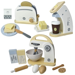 Meppi Haushaltsgeräte-Set Toaster/Kaffeemaschine/Mixer aus Holz für die Kinderküche/Spielküche