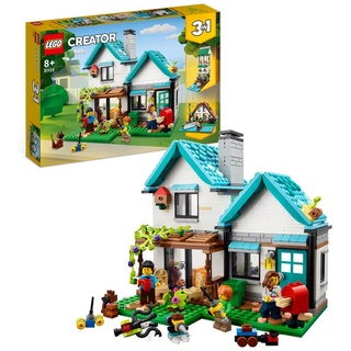 LEGO 31139 Creator 3in1 Gemütliches Haus Set, Modellbausatz mit 3 verschiedenen Häusern plus Familien-Minifiguren und Zubehör, Geschenk für Kin...