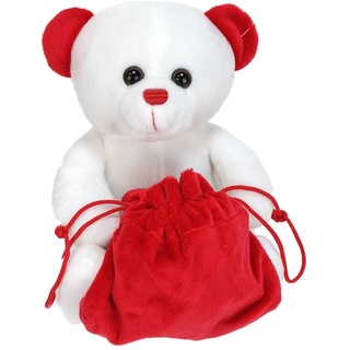 BEMIRO Weißer Teddybär mit rotem Sack zum Befüllen - ca. 19 cm, Teddy, Mitgebsel, Teddybär, Teddy klein, Teddy Bär, Mitgebsel Tüten, Kinder Mitgebsel