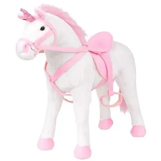 vidaXL Plüschtier Einhorn Stehend Plüsch Weiß und Rosa XXL