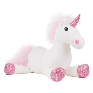 Schaffer 5522 Rudolf Collection Plüsch Einhorn Shiny, Weiß/Rosa, 29 cm