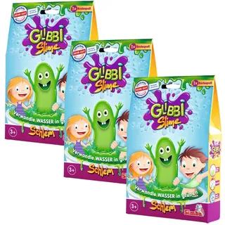 Simba 105953595 - Glibbi Slime, Badewannenspielzeug, Pulver verwandelt Wasser in grünen Schleim, 3x150 g, Nachhaltige Verpackung, Glibber, Badespaß, ab 3 Jahren [Exklusiv bei Amazon] | 150g (3er Pack)