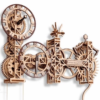WOODEN.CITY Steampunk 3D Puzzle - Holzpuzzle Erwachsene mit Uhr, Selbstmontage Holzmodelle - EU-hergestellt, Handgefertigte Steampunk Kunst, Holz Bastelset als Geschenk oder Hobby