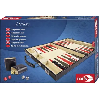 Noris 606101712 - Deluxe Backgammon, der Spieleklassiker im handlichen Koffer in edler Ausführung - auch für unterwegs geeignet, ab 8 Jahren, Meerkleuren