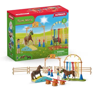 schleich FARM WORLD 42481 Bauernhof Pony Trainings-Set mit Pferd, Trainer und Zubehör - 41-Teiliges Tiere Spielzeug-Set, Bauernhof Spielzeug für Jungen und Mädchen ab 3 Jahren