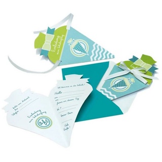 Roth Ideen Grußkarten Einladungskarte 4 Stück Schulanfang Schultüte türkis grün in Packung