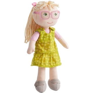 HABA 306529 - Puppe Leonore - Stoffpuppe mit abnehmbarer Brille für Kinder ab 18 Monaten zum Spielen und Kuscheln aus weichen Materialien - Größe: 30 cm