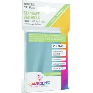 ASMODEE GGS10051 Gamegenic PRIME Standard American-Sized Sleeves - 50 klare Kartenschutzhüllen, 59 x 91 mm