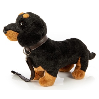 Uni-Toys - Dackel, stehend (mit Leine) - 28 cm (Länge) - Plüsch-Hund, Haustier - Plüschtier, Kuscheltier