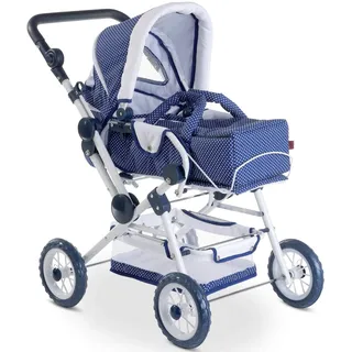 Götz 3402055 Spotty Blue höhenverstellbarer 4-rädriger Puppenwagen in blau / weiß - passend für alle Puppen bis 50 cm - für Kinder ab 3 Jahren