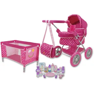 509 Crew Hello Sunshine Puppenkinderwagen, 18-teiliges Kombi-Spiel-Set, ab 3 Jahren