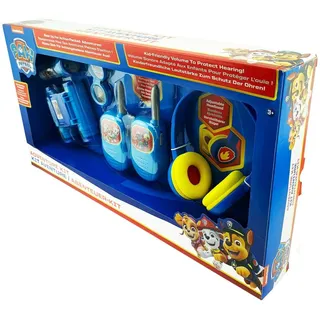 ekids Paw Patrol, Abenteuer- und Musik-Geschenkset. Lautstärkefreundliche Kopfhörer, Push-to-Talk-Walkie-Talkies, Kompass, Taschenlampe und Fernglas