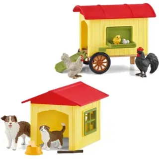 SCHLEICH 72241 FARM WORLD® Ostern 2024: 2-in-1 FARM WORLD Set Hundehütte & Hühnerstall