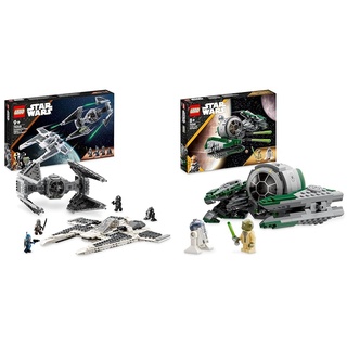 LEGO 75348 Star Wars Mandalorianischer Fang Fighter vs. TIE Interceptor Set & 75360 Star Wars Yodas Jedi Starfighter