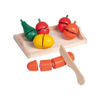 HAPPY PEOPLE® Kaufladen-Zubehör Holztablett mit Obst & Gemüse mehrfarbig