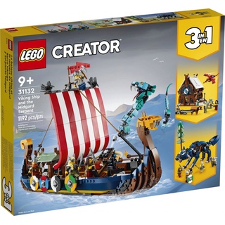 LEGO® Konstruktionsspielsteine LEGO® Creator 31132 Wikingerschiff mit Midgardschlange - 1192 Teile, 1192 Teile