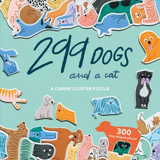 Laurence King 9781913947156 299 Dogs (and a cat) Katze Hunde-Cluster-Puzzle, Teal/Turquoise Green