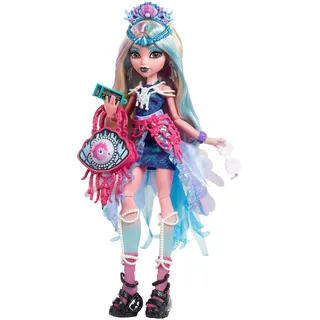 Monster High Lagoona Blue Puppe mit glamourösem Festival-Outfit und Festival-Zubehör wie Snacks, Bandposter, Statement-Tasche und mehr, HXH82