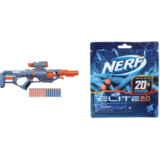 Nerf Elite 2.0 Eaglepoint RD-8 Blaster, 8-Dart Trommel, 16 Nerf Darts, Bolzen & Hasbro F0040EU5 Nerf Elite 2.0 20er Dart Nachfüllpackung – 20 Nerf Elite 2.0 Darts